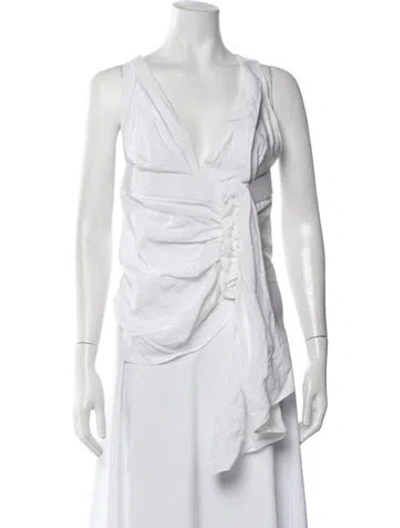 Pre-owned Just Bee Queen V-neck Sleeveless Top In White