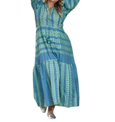 Just Bellina Ballon Sleeve Maxi Dress In Teal In Blue