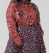Just Bellina Gold Leopard Shirt - Plus In Red Purple In Multi