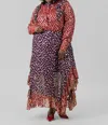 Just Bellina Maxi Leopard Skirt In Red Purple In Multi