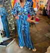Just Bellina Multi Floral Top In Blue In Blue