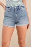Just Black Adisa Medium Wash Cuffed Denim Shorts