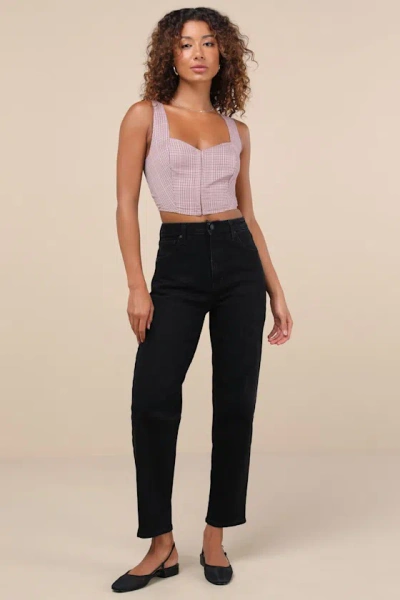 Just Black Authentic Vibes Washed Black High-rise Tapered Barrel Jeans