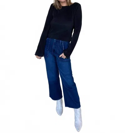 Just Black Denim Ava Wide Leg Jeans In Dark Wash In Blue