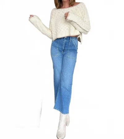 Just Black Denim Ava Wide Leg Jeans In Medium Wash In Blue