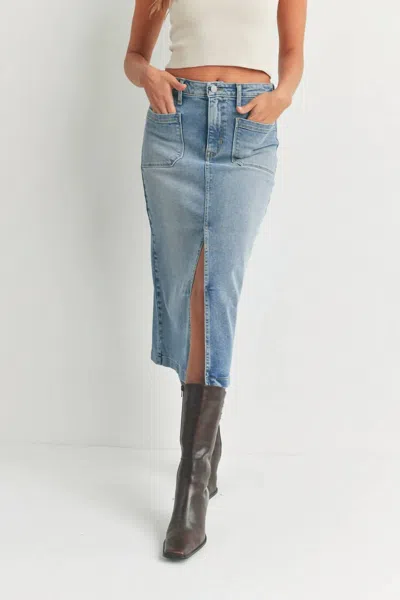 Just Black Denim Back To School Denim Skirt In Medium Denim