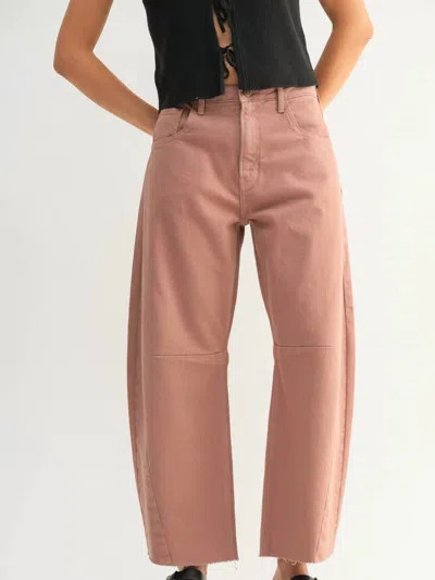 Just Black Denim Barrel Jeans With Seams In Clay In Gray