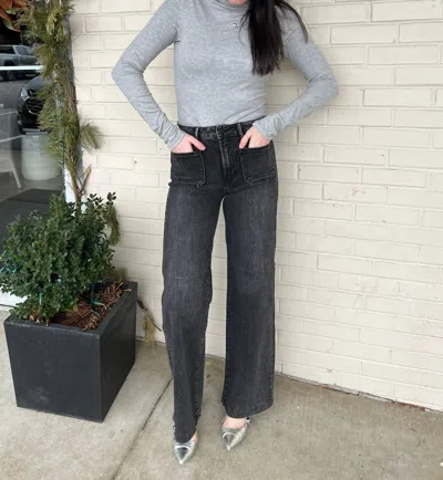 Just Black Denim Belle Patch Pocket Jeans In Washed Black