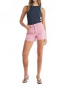 Just Black Denim Button Down Short In Pink In Pink