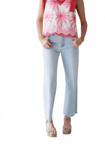 Just Black Denim Caden Slim Wide Leg Jeans In Light Denim In Pink