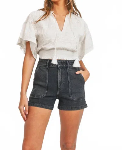 Just Black Denim Cargo Utility Shorts In Black Wash
