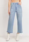 Just Black Denim Cargo Wide Leg Jeans In Light In Blue