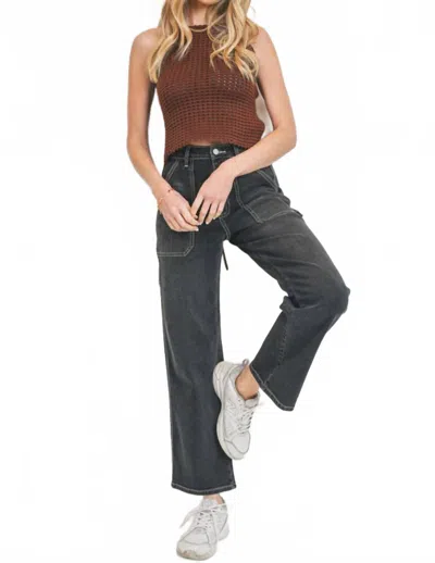 Just Black Denim Carpenter Jean In Black Washed In Brown
