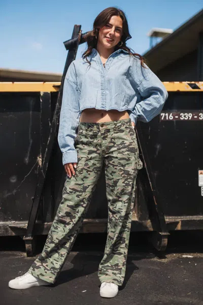 Just Black Denim Carpenter Jean In Camo In Green