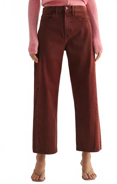 Just Black Denim Cinnamon Barrel Twist Jeean In Burgundy In Brown