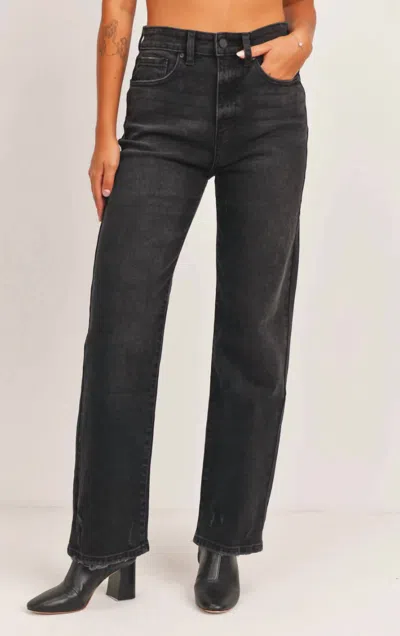 Just Black Denim Clean Straight Jeans In Washed Black