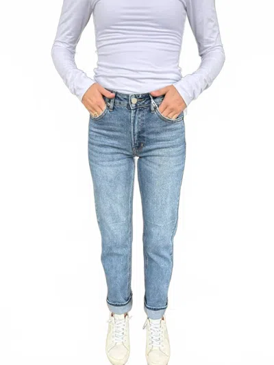 Just Black Denim Clean Stretch Straight Leg Jeans In Medium Wash Denim In Blue