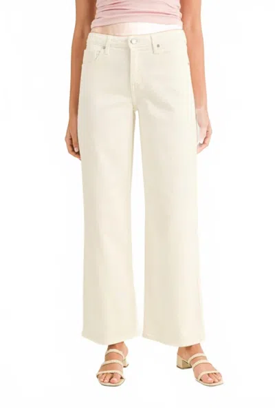 Just Black Denim Coast Mid Rise Slim Wide Leg Jeans In Ivory In White