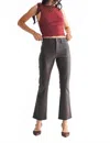 Just Black Denim Coated Slim Cropped Bootcut Jeans In Espresso Brown In Gray