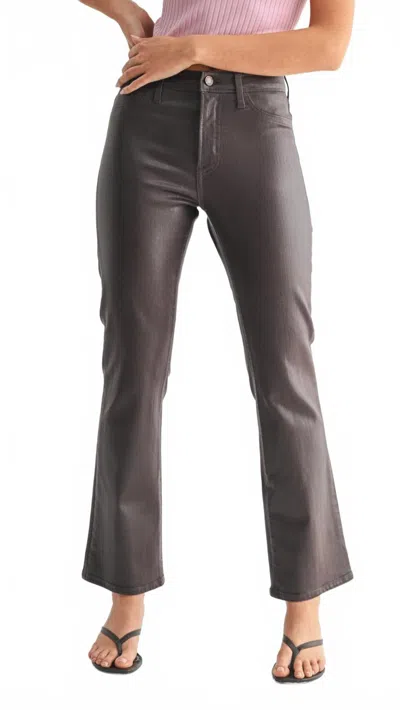 Just Black Denim Coated Slim Cropped Bootcut Jeans In Espresso In Multi