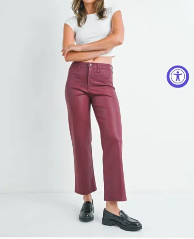 Just Black Denim The Coated Straight Leg In Burgandy In Pink