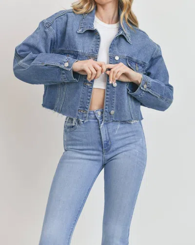 Just Black Denim Cropped Boy Friend Jacket In Light Denim In Blue