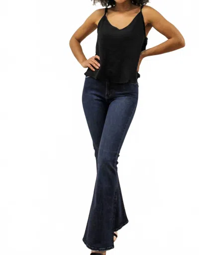 Just Black Denim Dark Flare Jeans In Dark Blue