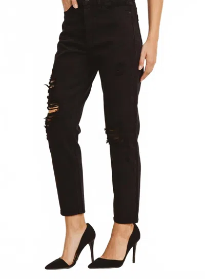 Just Black Denim Denim Distressed Mom Jean In Black