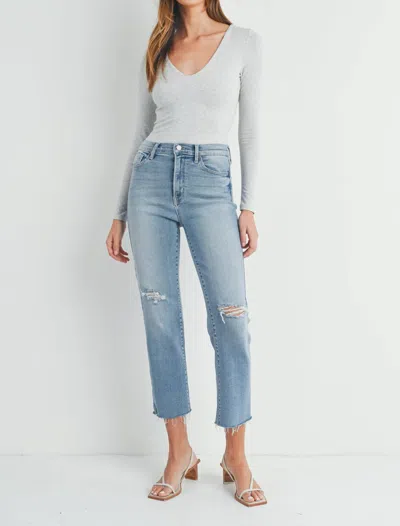 Just Black Denim Distressed Slim Jeans In Light Denim In Blue