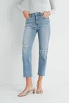 Just Black Denim Distressed Slim Jeans In Light Denim In Blue