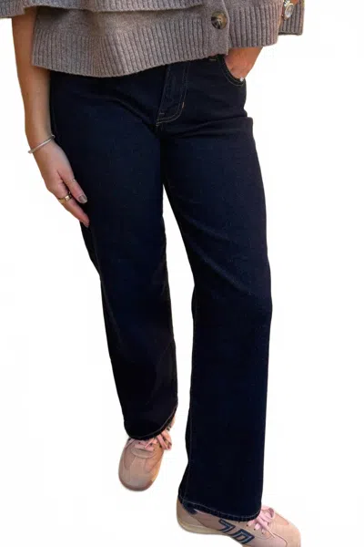 Just Black Denim Genny Low Rise Loose Straight Jean In Dark Denim In Blue