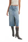 Just Black Denim Goldie Utility Pocket Midi Skirt In Medium Denim In Blue
