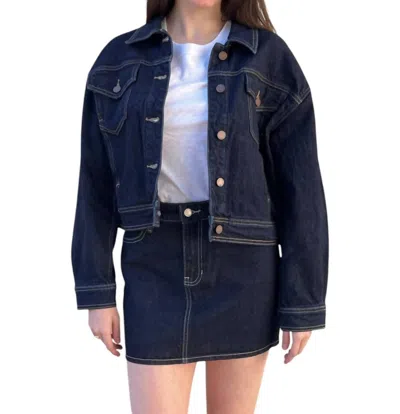 Just Black Denim Harley Denim Jacket In Dark In Blue