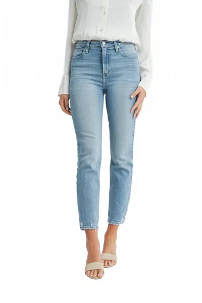 Just Black Denim Hem Detail Comfort Straight Leg Jeans In Light Denim In Blue