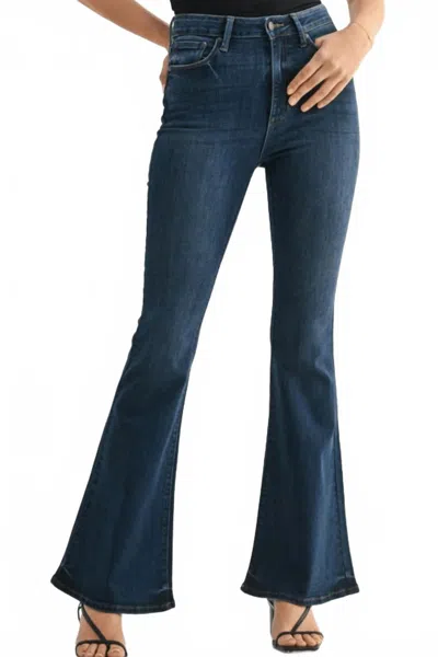 Just Black Denim High Rise Clean Bell Bottom Jean In Dark Denim In Blue