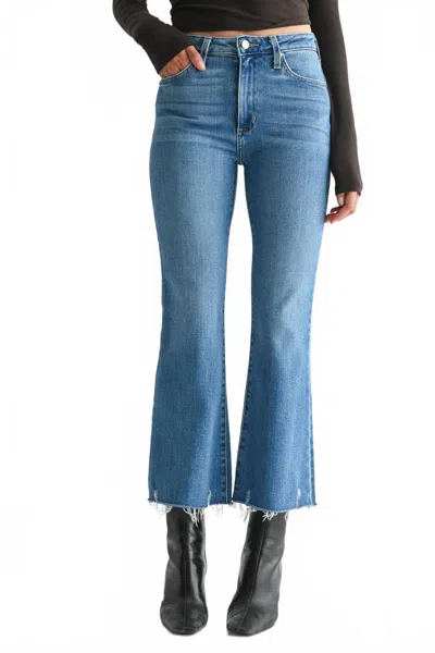 Just Black Denim High Rise Crop Flare Jean In Medium Denim In Blue