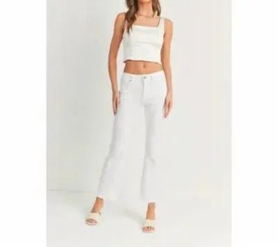 Just Black Denim High Rise Patch Pocket Wide Leg Pants In Off White