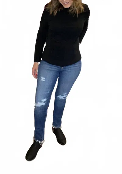 Just Black Denim High Rise Destructed Skinny Jeans In Dark Denim In Blue