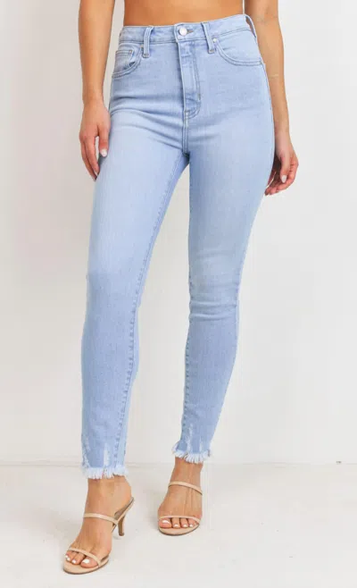 Just Black Denim High Rise Distressed Fray Skinny Jeans In Blue