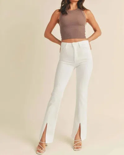 Just Black Denim High Rise Front Slit Flare Jeans In Optic White