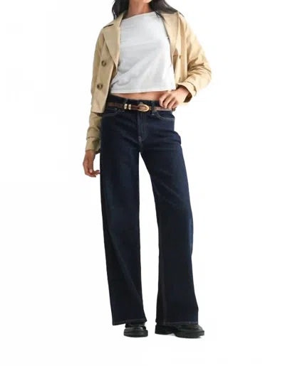 Just Black Denim High Rise Full Length Straight Jeans In Sup (dark Denim) In Blue