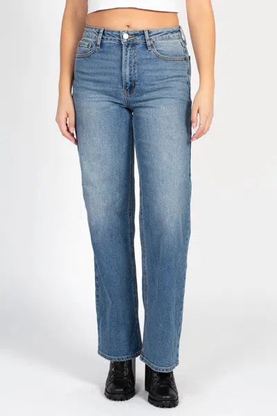 Just Black Denim High Rise Full Length Straight Jeans In Vintage Medium In Multi