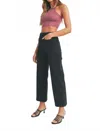 Just Black Denim High Rise Patch Pocket Wide Leg Jeans In Black In Black