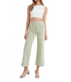 Just Black Denim High Rise Patch Pocket Wide Leg Jeans In Light Sage In Green