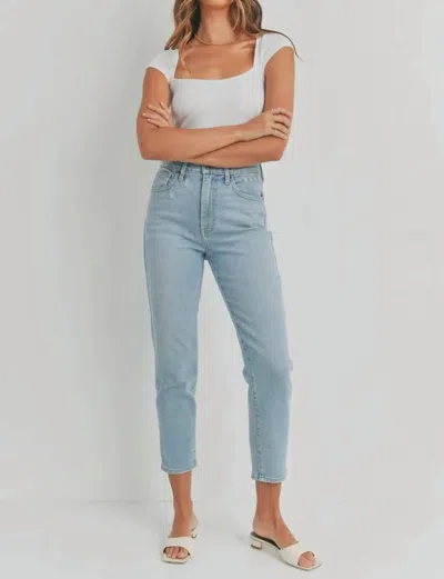 Just Black Denim High Rise Perfect Mom Jean In Light Wash In Blue