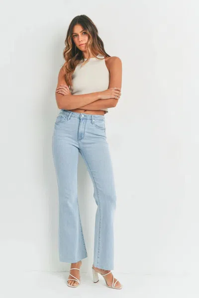 Just Black Denim High Rise Scissor Cut Flare Jean In Light Blue