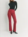 Just Black Denim High Rise Scissor Cut Flare Jeans In Burgandy In Multi