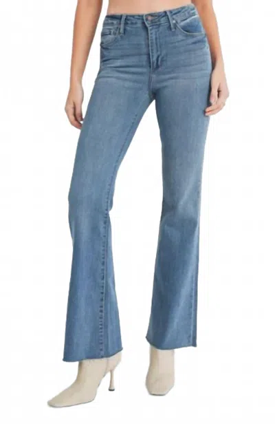 Just Black Denim High Rise Scissor Cut Flare Jeans In Medium Wash In Blue