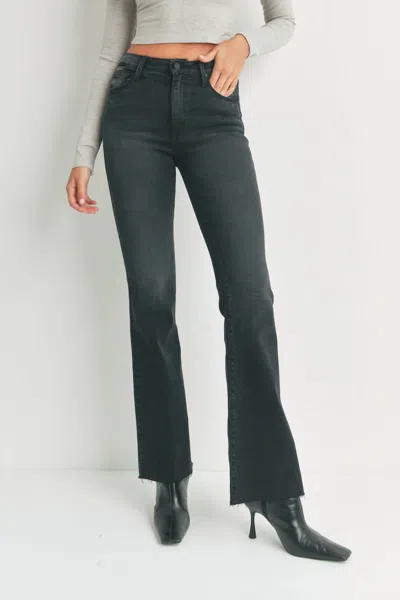 Just Black Denim High Rise Scissor Cut Flare Jeans In Washed Black