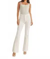 Just Black Denim High Rise Scissor Cut Flare Long Jeans In White In White